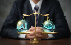 AI ethics and legal concepts artificial intelligence law and online technology of legal regulations Controlling artificial intelligence technology is a high risk.