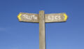 Truth and Lies Conceptual Signpost.