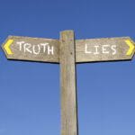 Truth and Lies Conceptual Signpost.