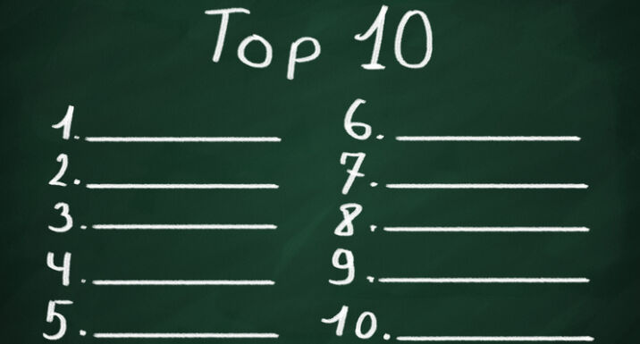 On the blackboard with chalk make top ten list