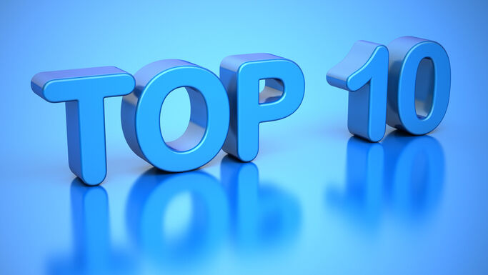 TOP 10 on Blue Background