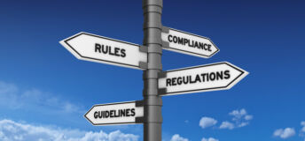 COMPLIANCE RULES REGULATIONS GUIDELINES Directional Sign - 3D Rendering