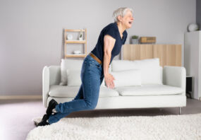 Woman Carpet Stumble Accident And Falldown In House