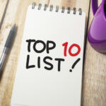 Top 10 List, business motivational inspirational quotes, words typography top view lettering concept