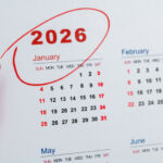 Red mark on the calendar at January 2026