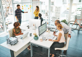 Shot of a group of businesspeople working in an office