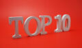 Top 10 Word alphabet letters on red background
