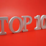 Top 10 Word alphabet letters on red background