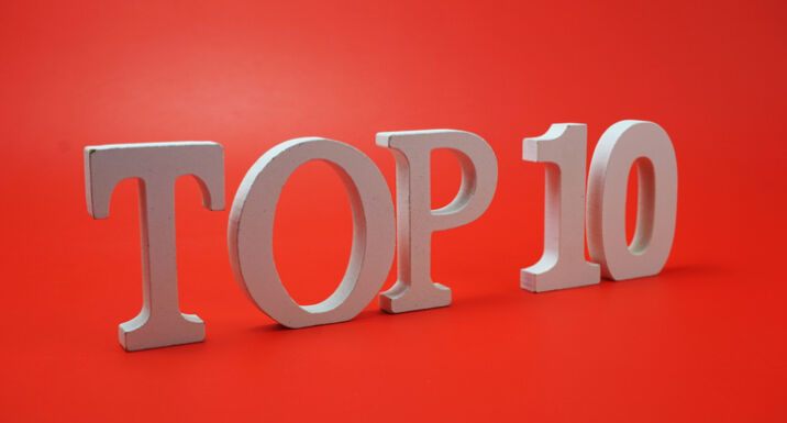 Top 10 Word alphabet letters on red background