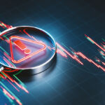 A magnifying glass over a data visualisation reveals a warning sign in red