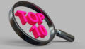 Top 10 sign with Magnifying Glass. Rating header.