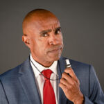 Angry male corporate or government whistleblower ready to sound out