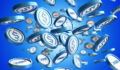 Proposed rule: Stablecoin Issuer Customer Identification Program USDC technology. USDC logo on coins. Cryptocurrency exchange concept. Making payments using USDC technology. Buying cryptocurrency for fiat dollars. Blue background with stablecoins. 3d rendering.