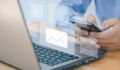 Email marketing and newsletter concept, data center and internet advertising. Sending documents digitally using email. Customer support.